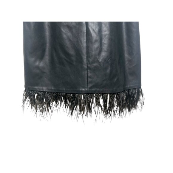 Aqua Faux Leather Slip Dress Womens Small Black Feather Trim Party  Whimsigoth - Picture 13 of 16